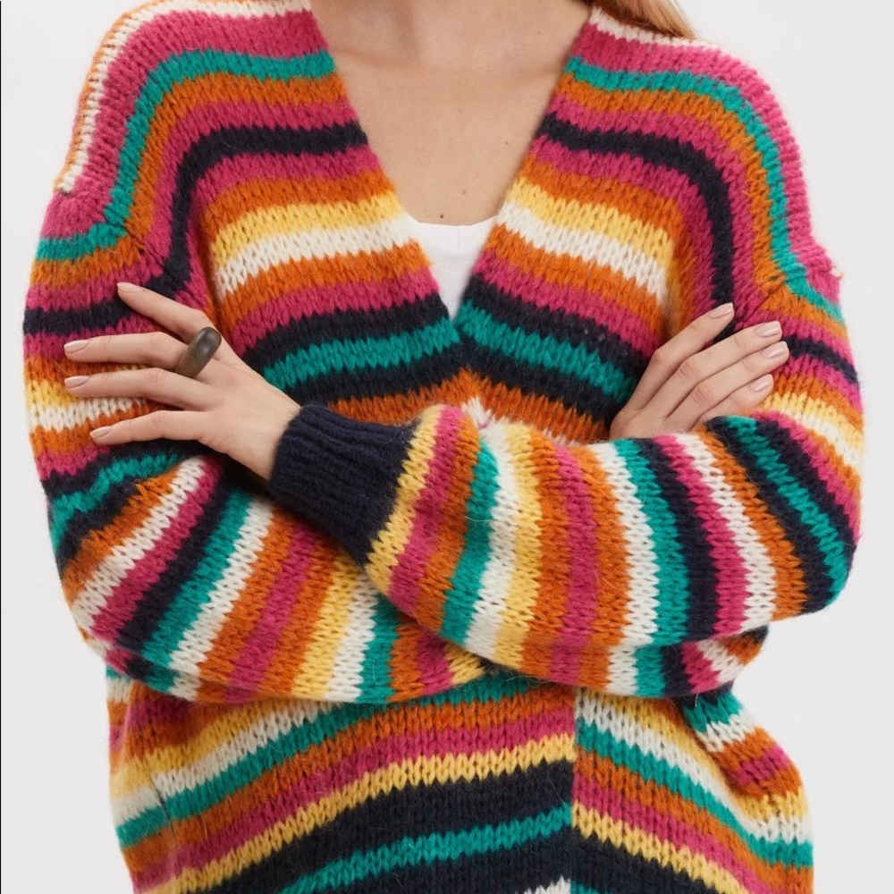 Odd Molly 
Rainbow Stripes Wool-Blend Cardigan